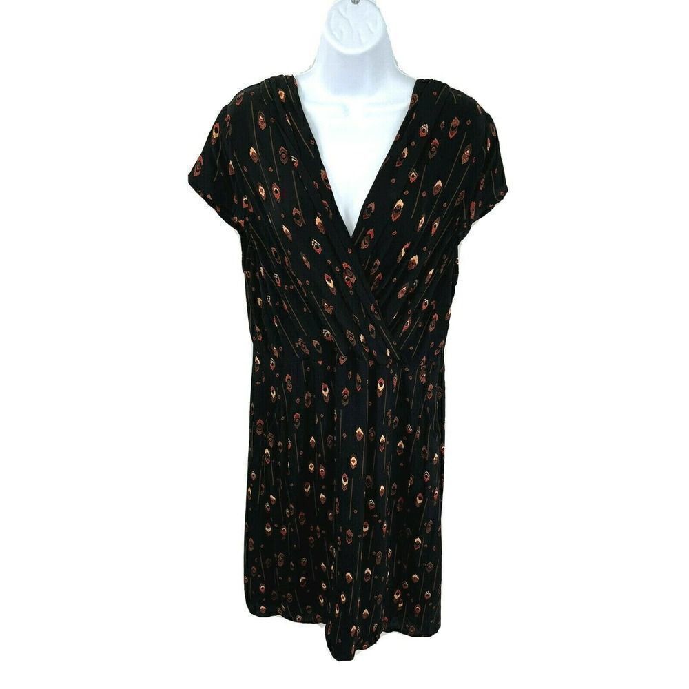 Monsoon‎ Black Casual Dress Pockets Faux Wrap Lined Pockets